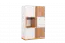 Commode Lefua 05, couleur : blanc / couleur noix - Dimensions : 123 x 80 x 39 cm (h x l x p)