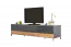 Meuble bas de télévision Vaitele 21, couleur : anthracite brillant / noyer - 46 x 188 x 45 cm (H x L x P)