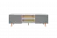 Meuble bas de télévision Hohgant 06, couleur : blanc / gris brillant - 55 x 180 x 42 cm (H x L x P)